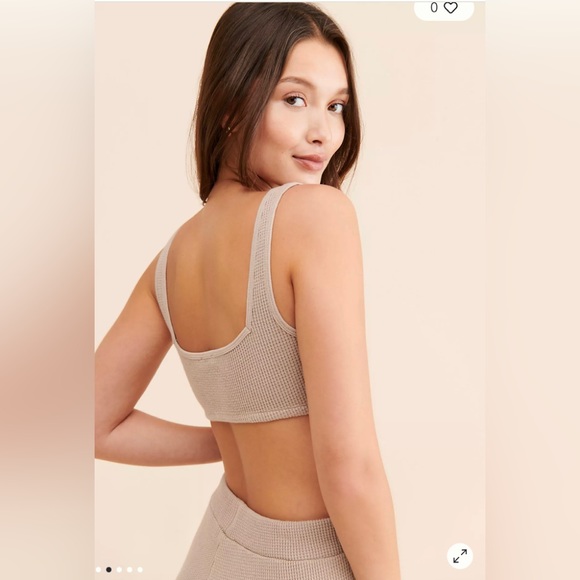ANTHROPOLOGIE ONIA WAFFLE KNIT TAUPE BRALETTE - Picture 4 of 9